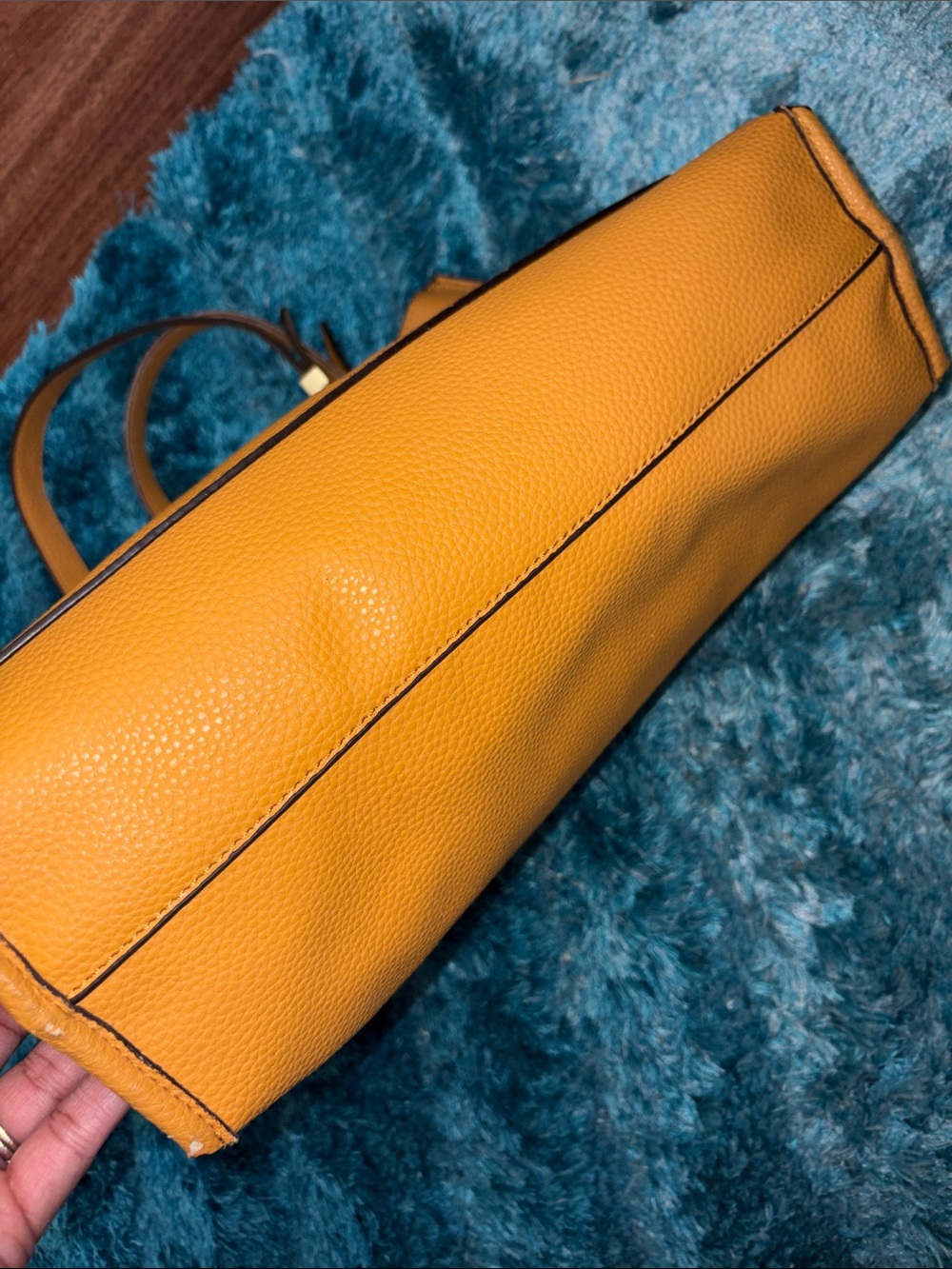 Steve Madden Mustard Yellow Pebbled Leather Tote EUC - Picture 6 of 6